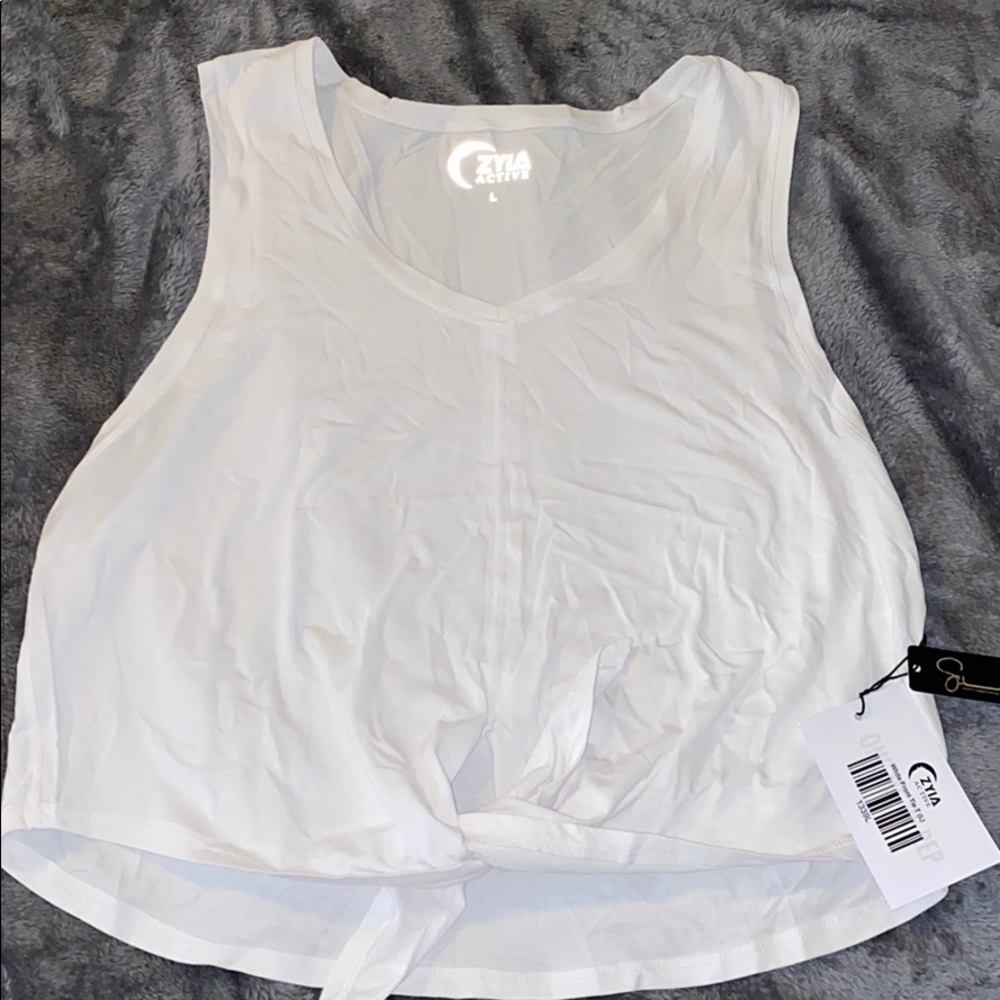 Zyia white front tie tshirt